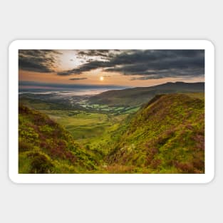 Glyn Tarell from Craig Cerrig-gleisiad with Pen y Fan and Corn Du, Brecon Beacons National Park, Wales Sticker